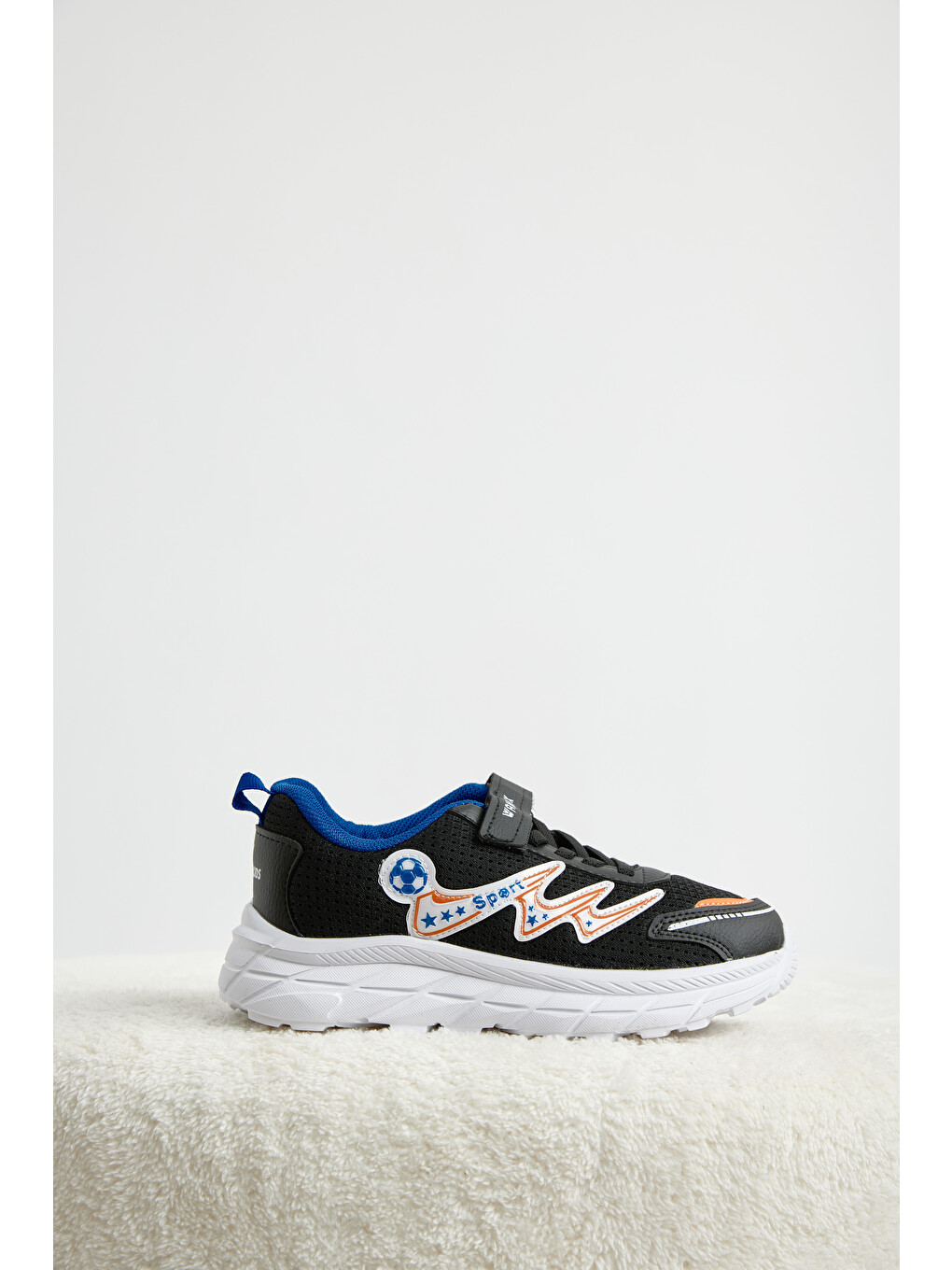 Beyaz Çocuk Unisex Siyah Mavi Oranj Rahat Kalıp Nefes Alabilen Cırtlı Sneaker