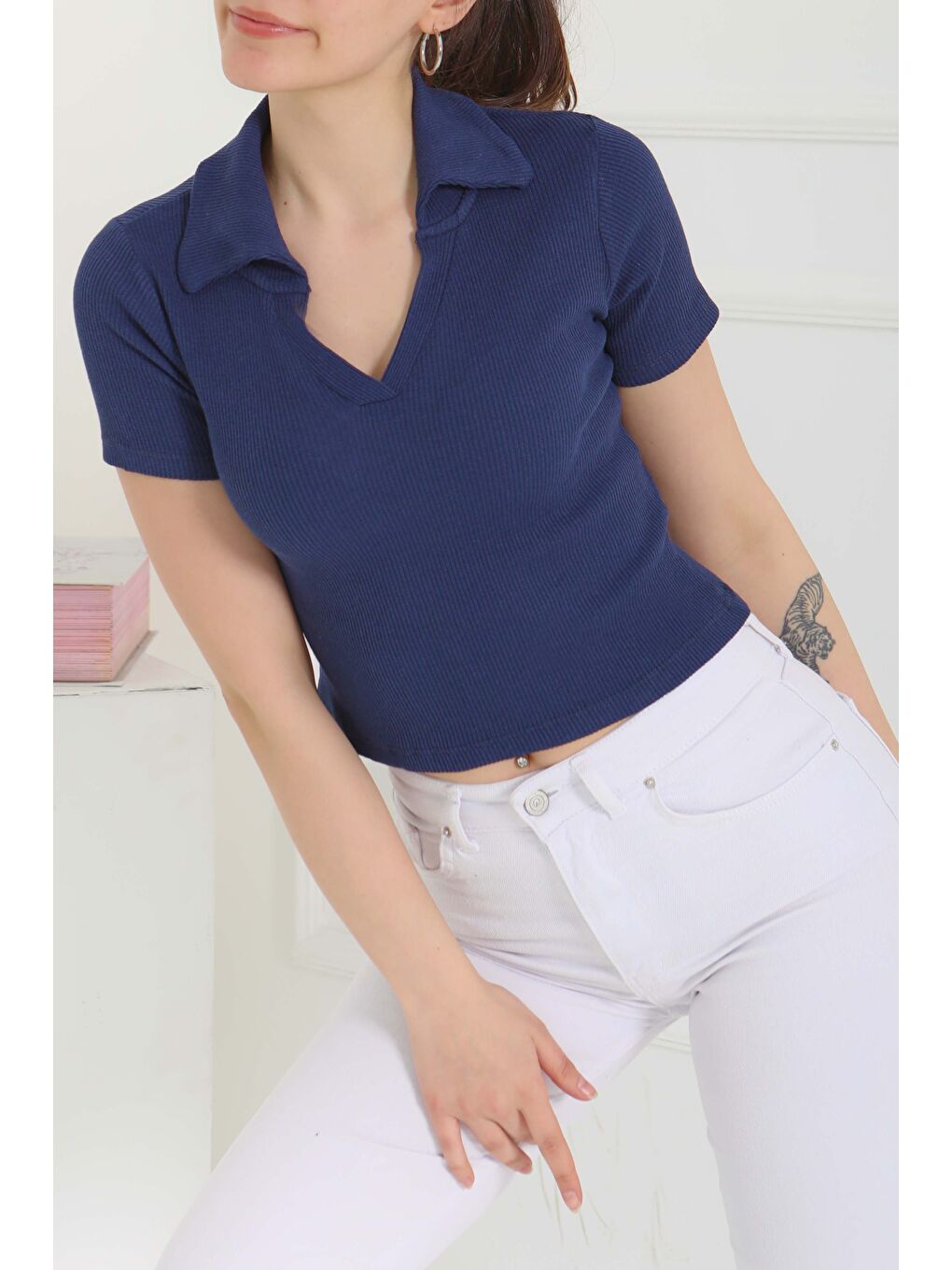 Polo Yaka Kısa Kollu Bady Lacivert - 27143-4