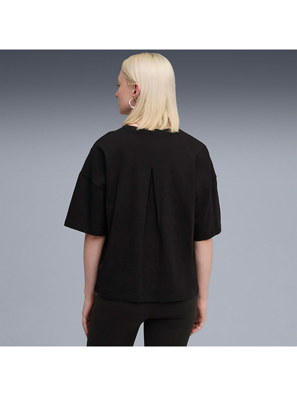 Her Oversized Kadın Siyah Tişört-1