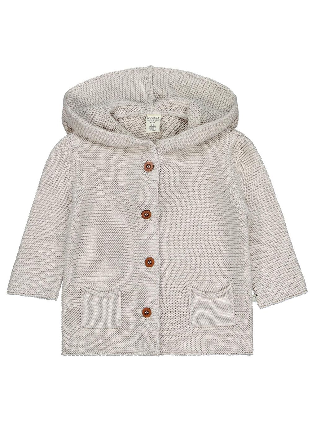 Beybek Kapüşonlu Cepli 3-12 Ay Hırka - Gri 6-9 Ay