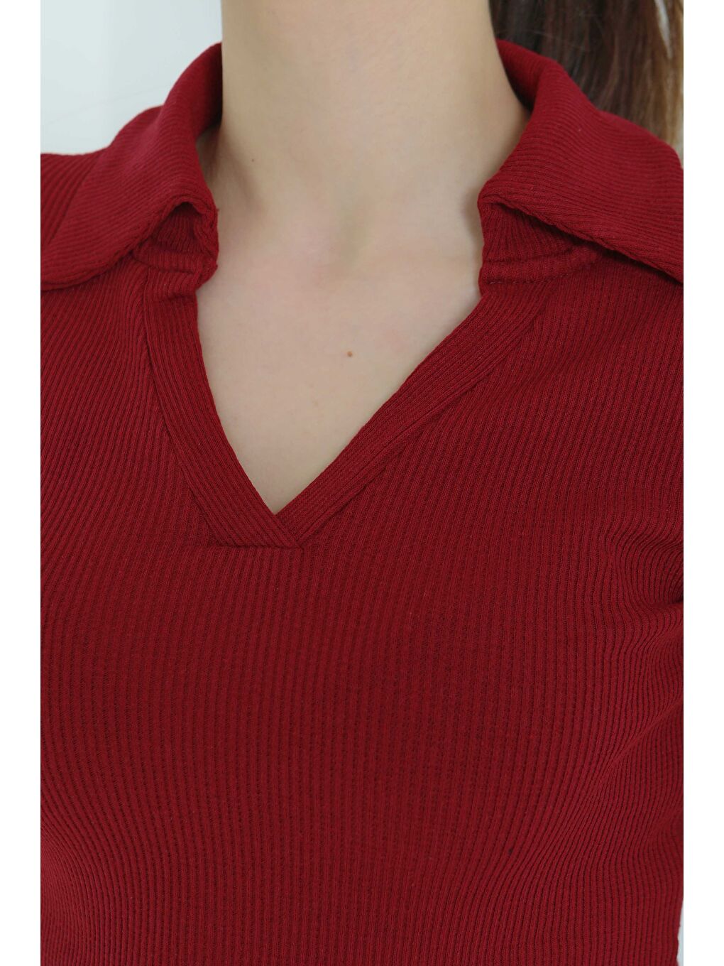 Polo Yaka Kısa Kollu Bady Bordo - 27143-4