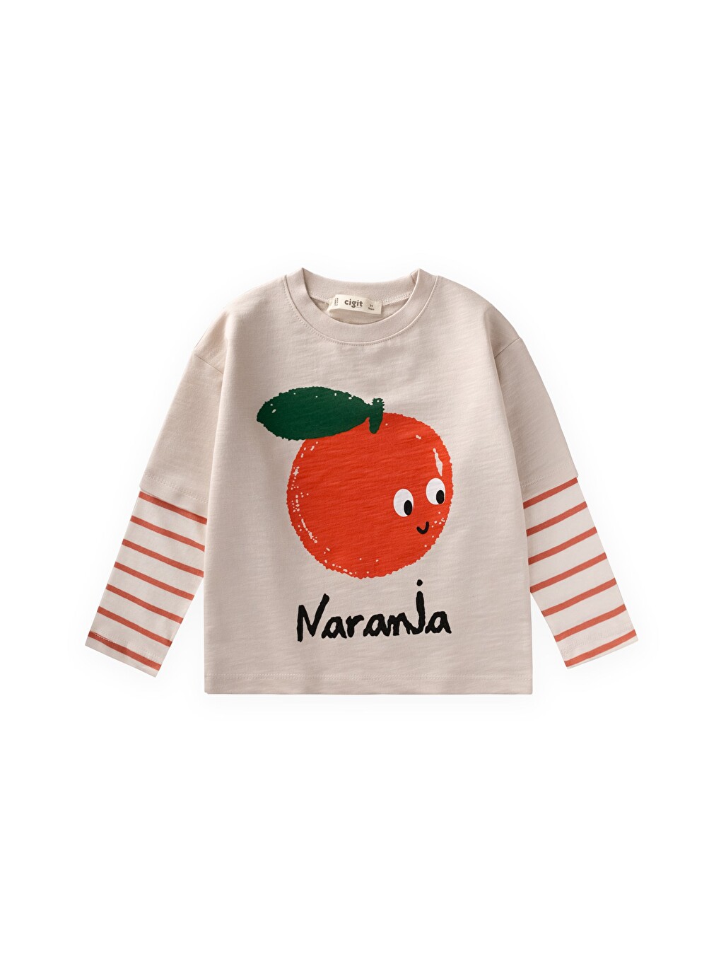 Desenli T-shirt 2-10 Yaş Bej