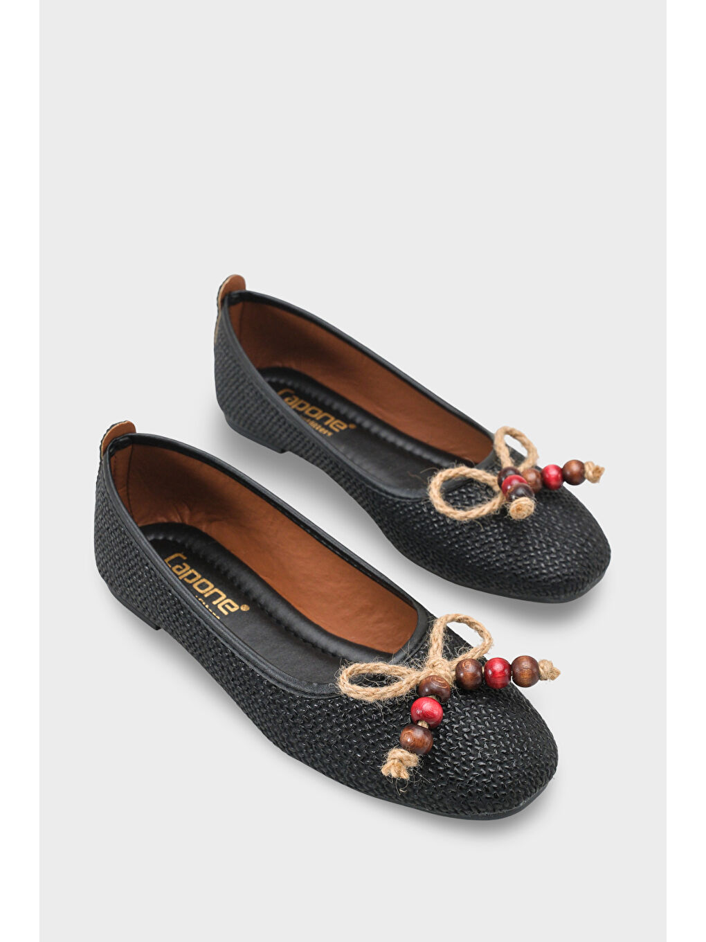 Siyah Mariann Hasır Kadın Babet-1