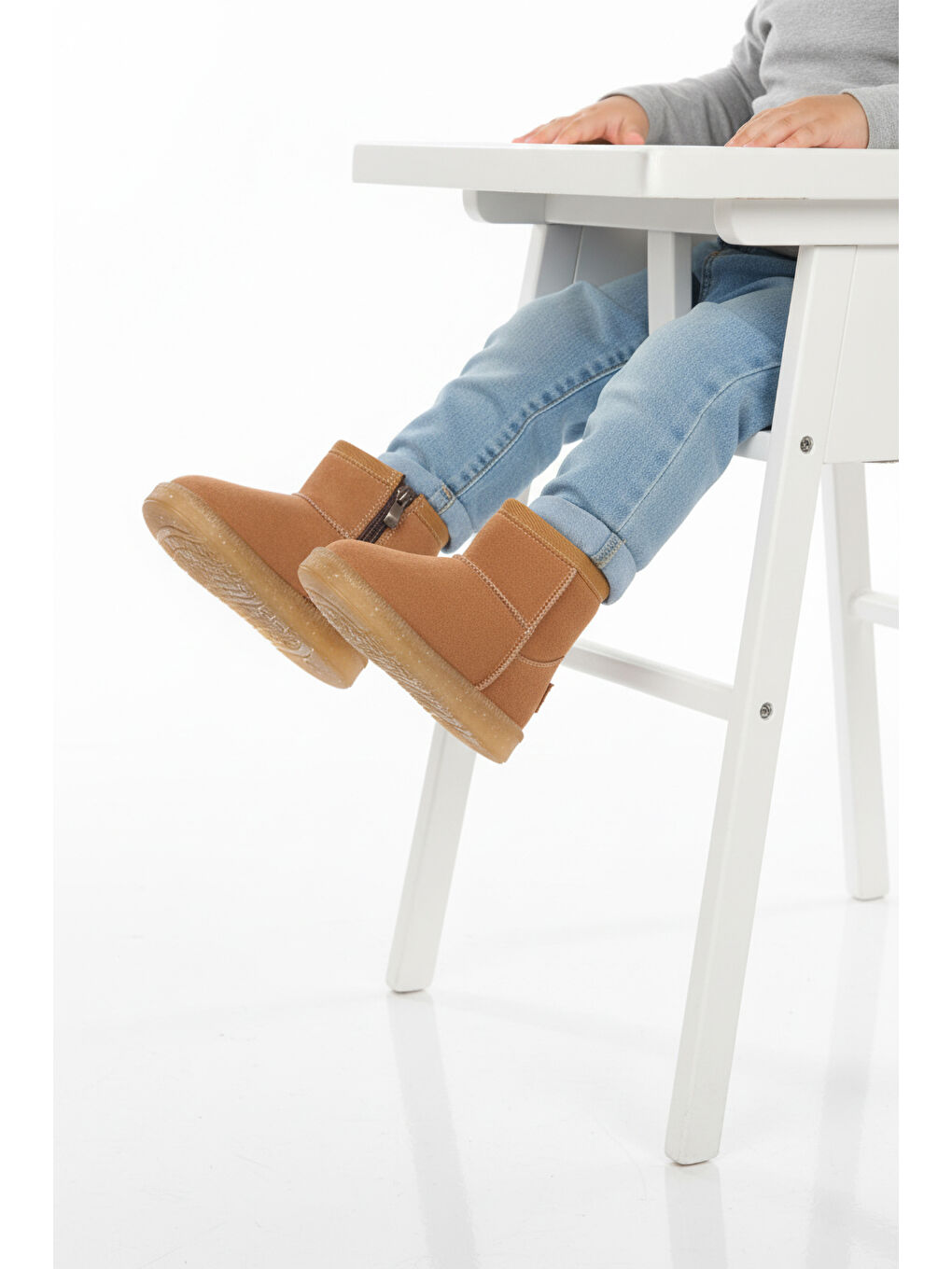 Kahverengi Taba İçi Kürklü Fermuarlı Bebek Bot 1212 B-2