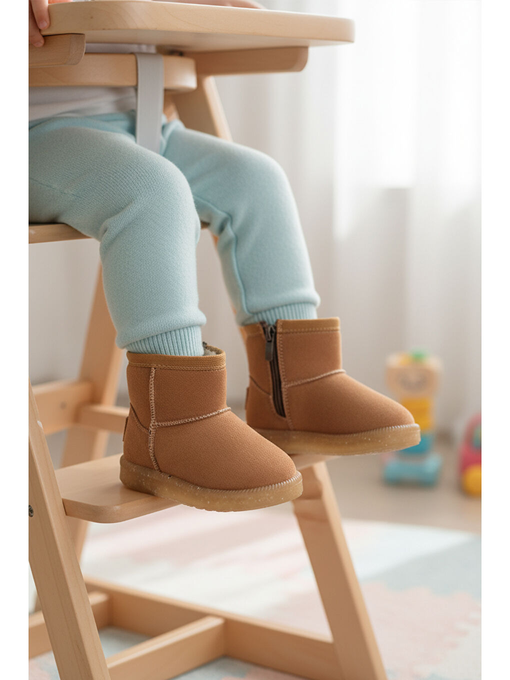 Kahverengi Taba İçi Kürklü Fermuarlı Bebek Bot 1212 B-3