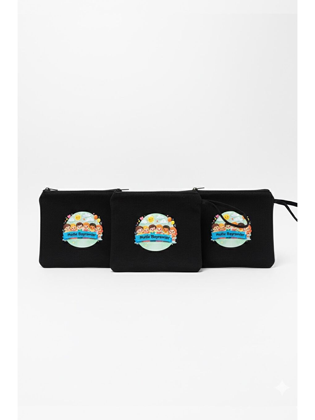 Siyah Mutlu Bayramlar Baskılı Çocuk Hediyelik Çanta – 10 Adet-4