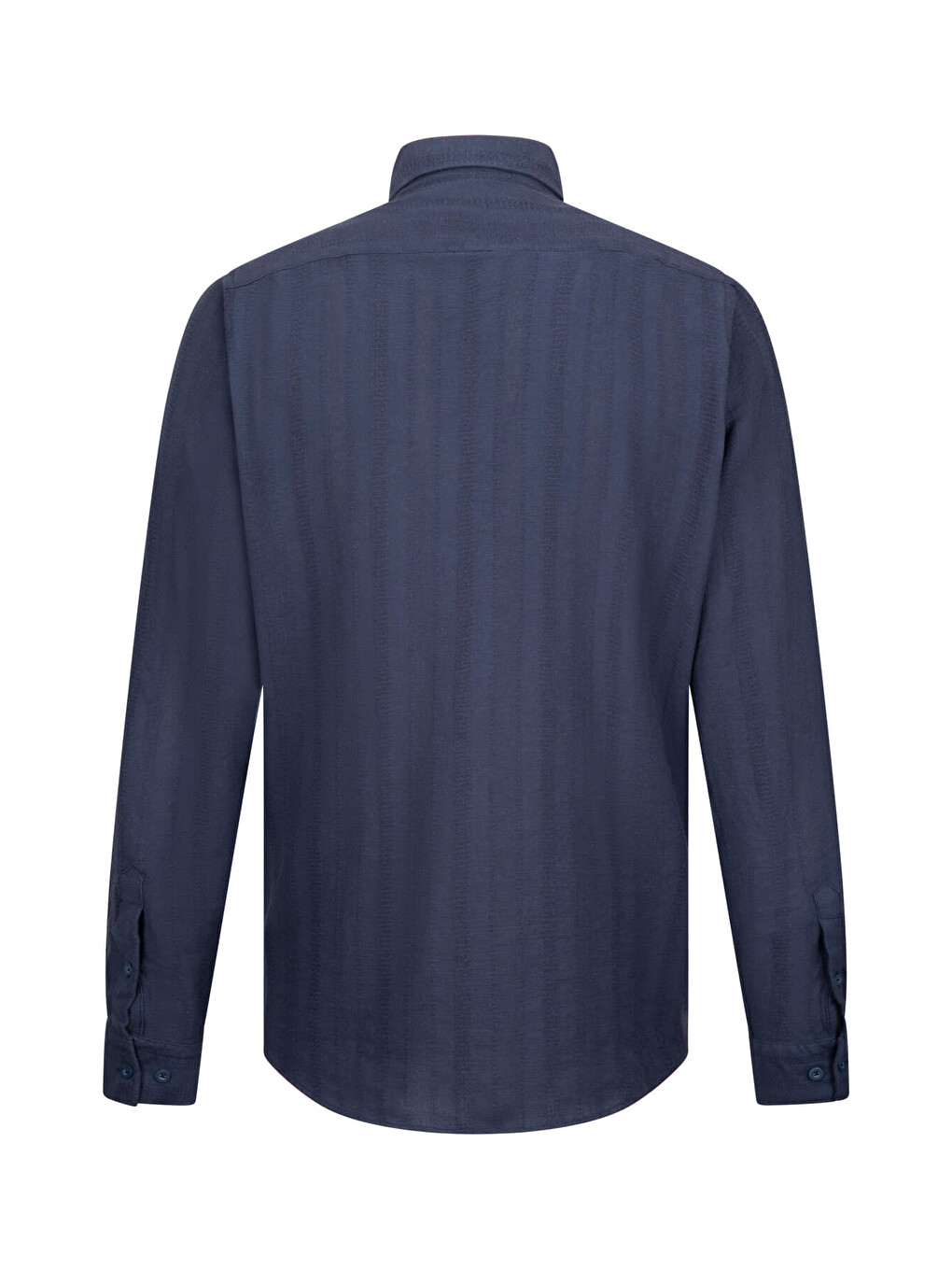 Lacivert Comfort Fit Düğmeli Yaka Uzun Kollu Pamuklu Gömlek-1