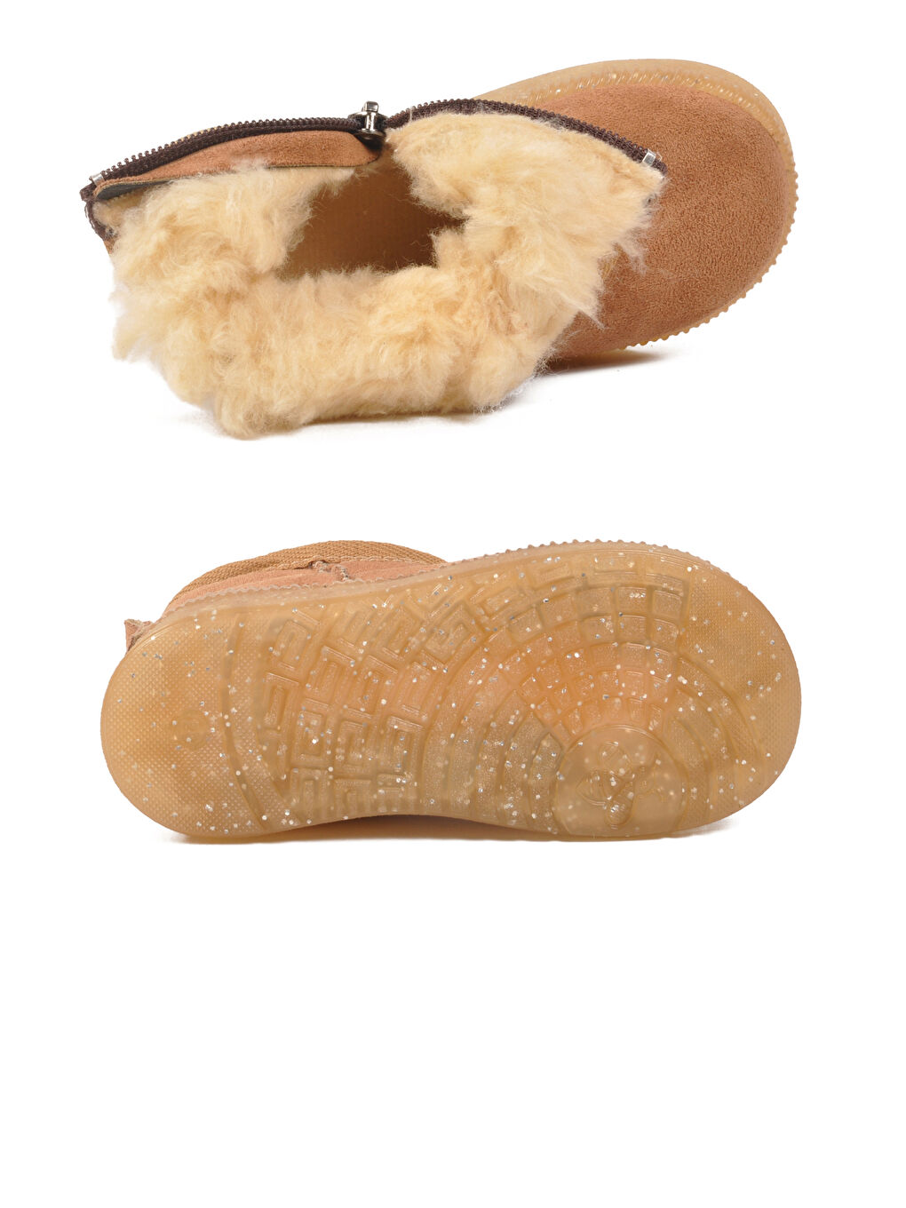 Kahverengi Taba İçi Kürklü Fermuarlı Bebek Bot 1212 B-4