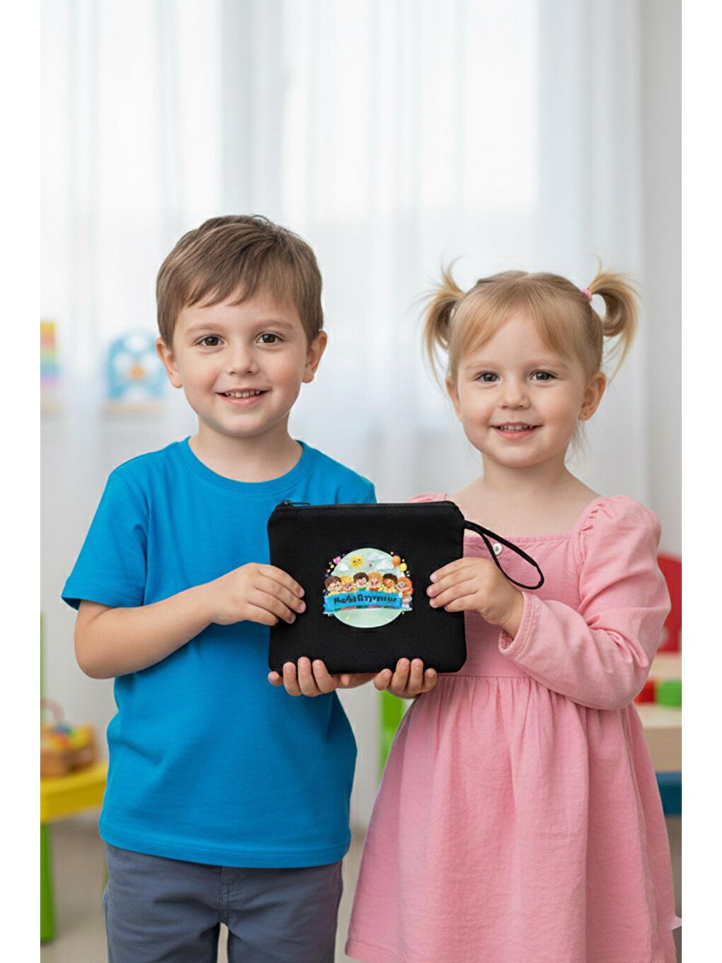 Siyah Mutlu Bayramlar Baskılı Çocuk Hediyelik Çanta – 10 Adet-5