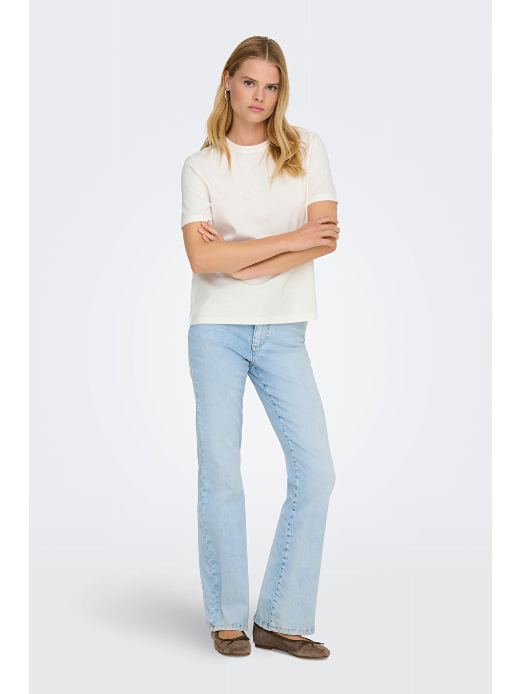 Ekru Onlsophia Regular Fit Bisiklet Yaka T Shirt 15368560-1