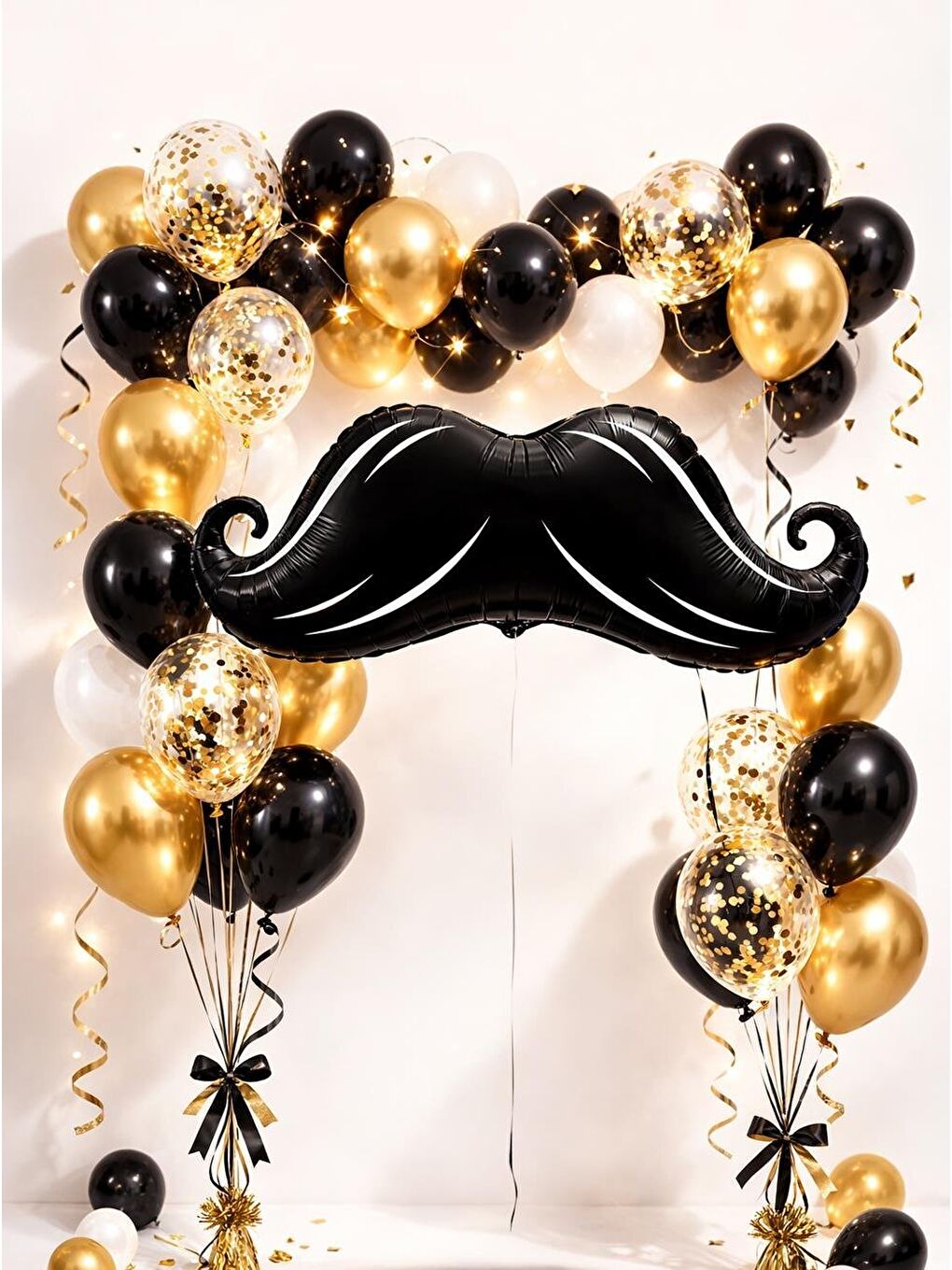 Siyah Bıyık Figürlü Folyo Balon Bekarlığa Veda Parti Dekoru 100 Cm