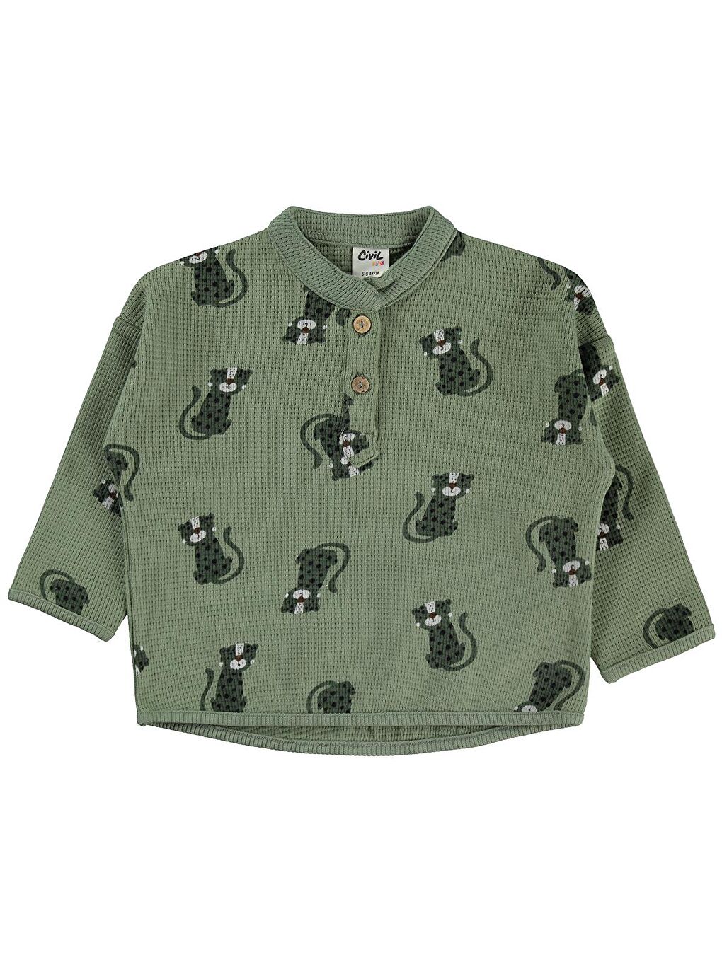 Baby Cute Tiger Baskılı 6-18 Ay Sweatshirt - Haki 12-18 Ay