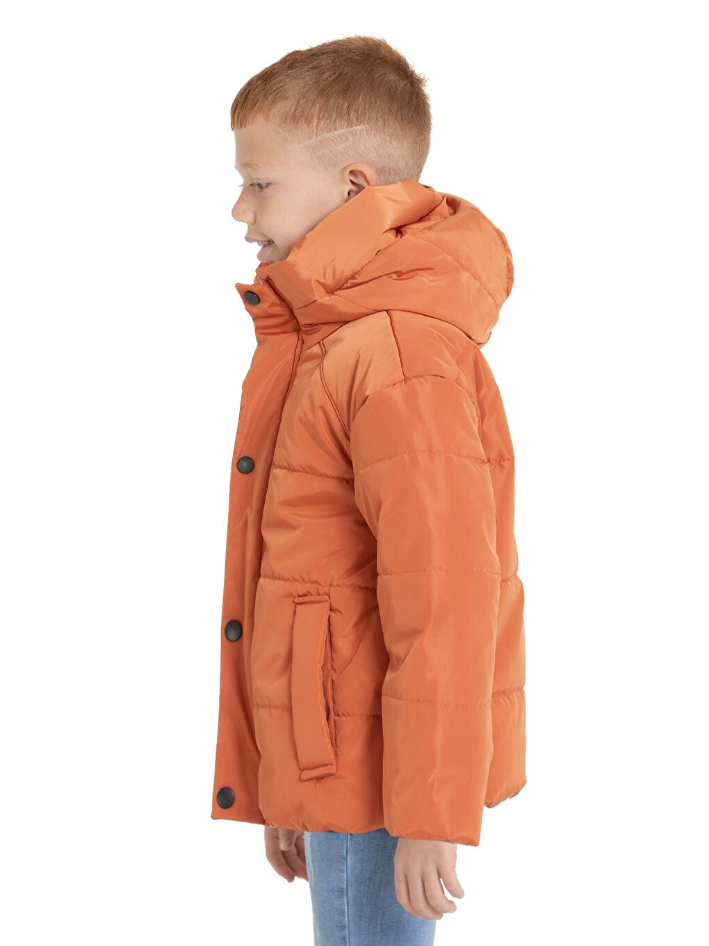 Kahverengi Kapüşonlu Kışlık Erkek Çocuk Mont 4234-1