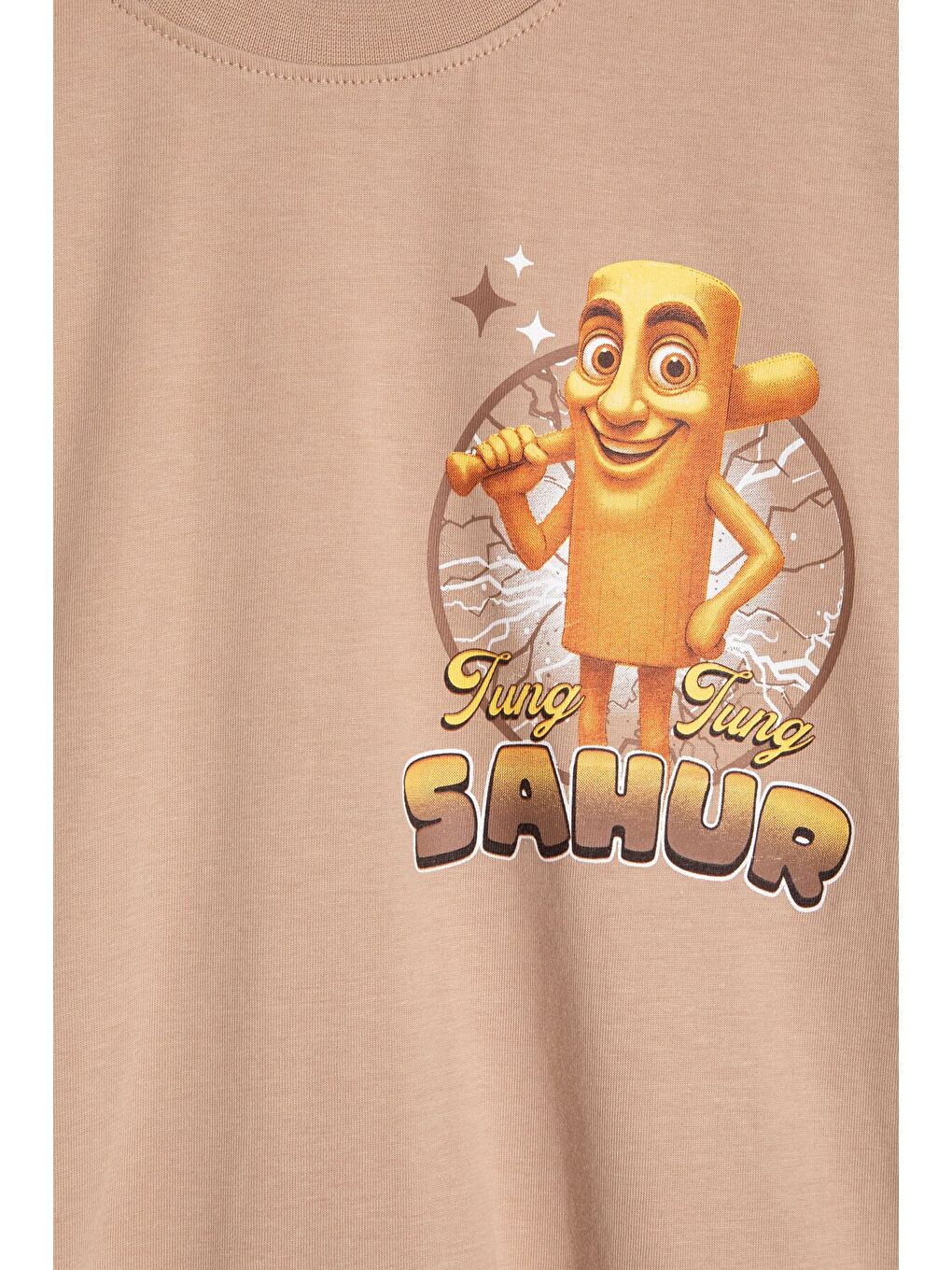 Bej Erkek Çocuk Bisiklet Yaka Tişörtlü Şortlu 2li Baskılı Takım 24001-4