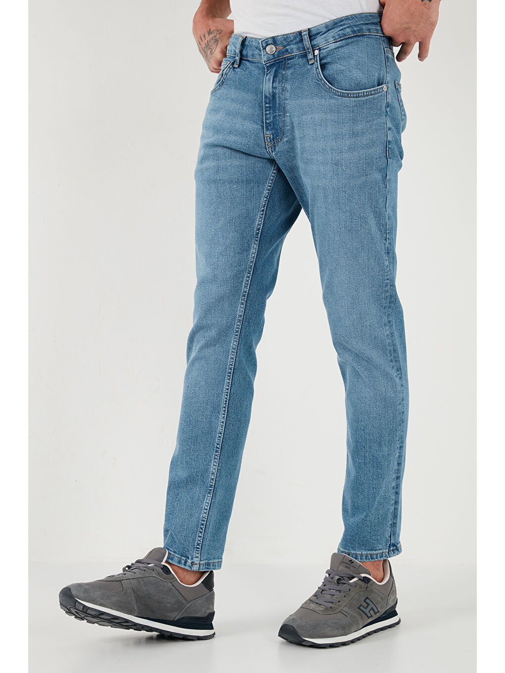 Buratti Mavi Pamuklu Regular Fit Normal Bel Boru Paça Jeans 2212S181PARMA - 4