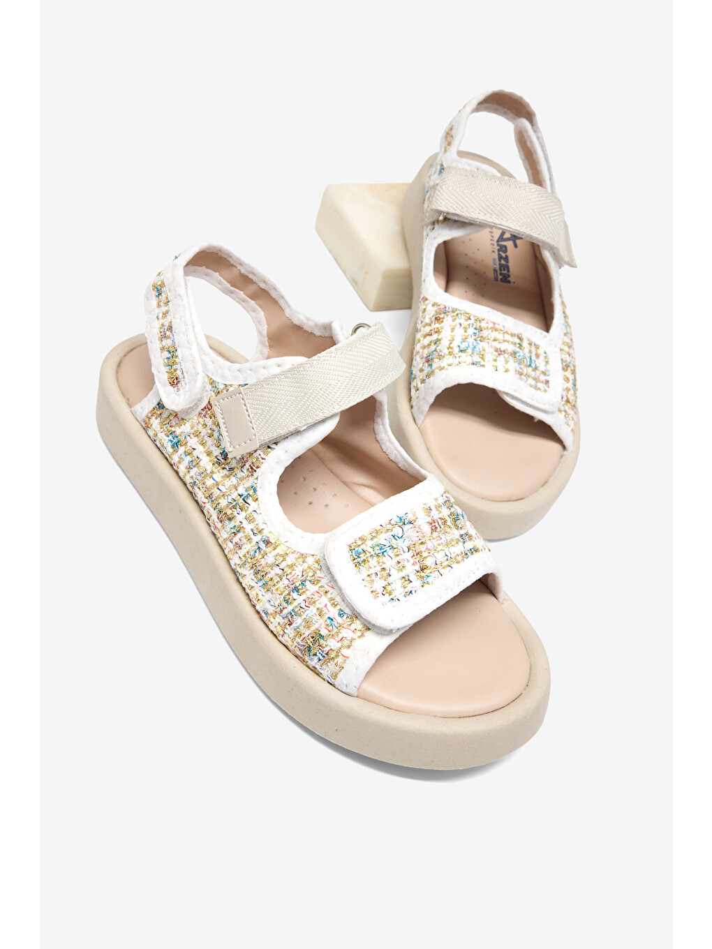 Çocuk Unisex Beyaz Çoçuk Cırtlı Sandalet-2
