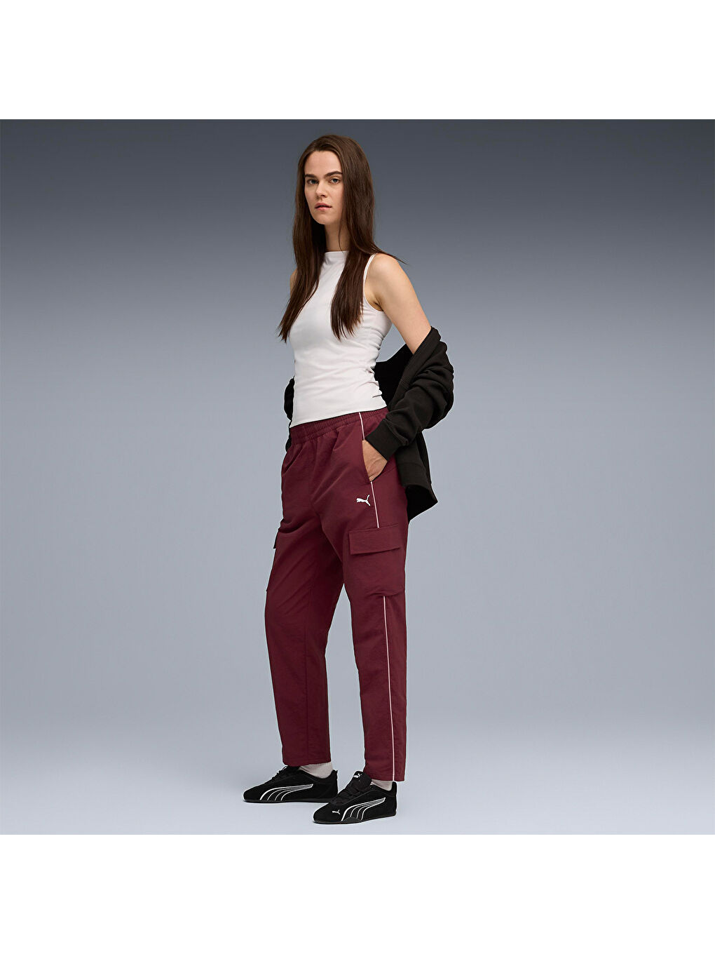 Short Woven Kadın Bordo Pantolon-2