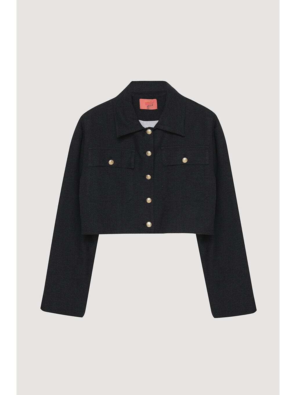 Büyük Cepli Düğmeli Kısa Ceket Lacivert