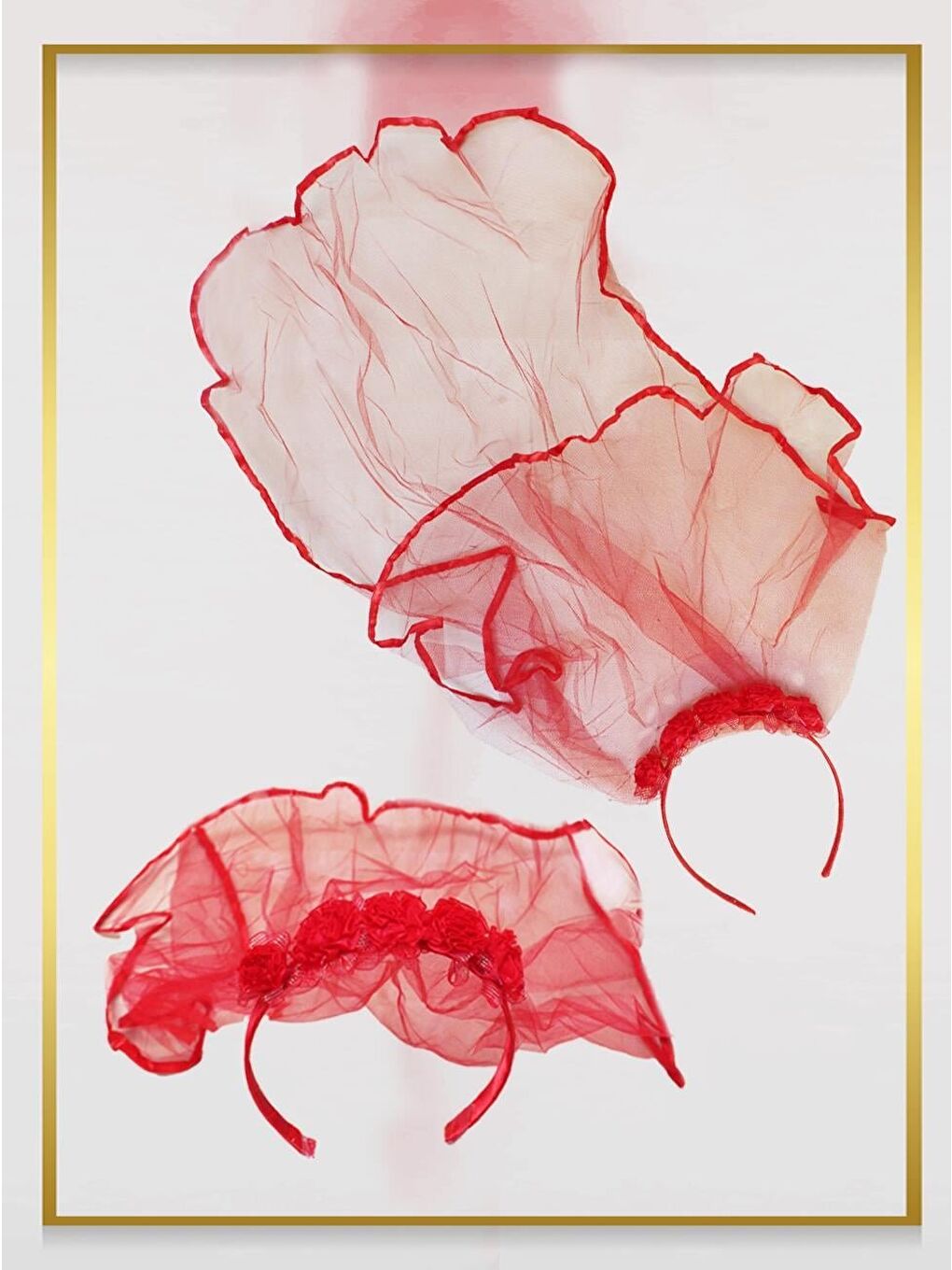 Kına Gecesi Duvaklı Taç Bekarlığa Veda Parti Tacı Kırmızı 6 Adet-1