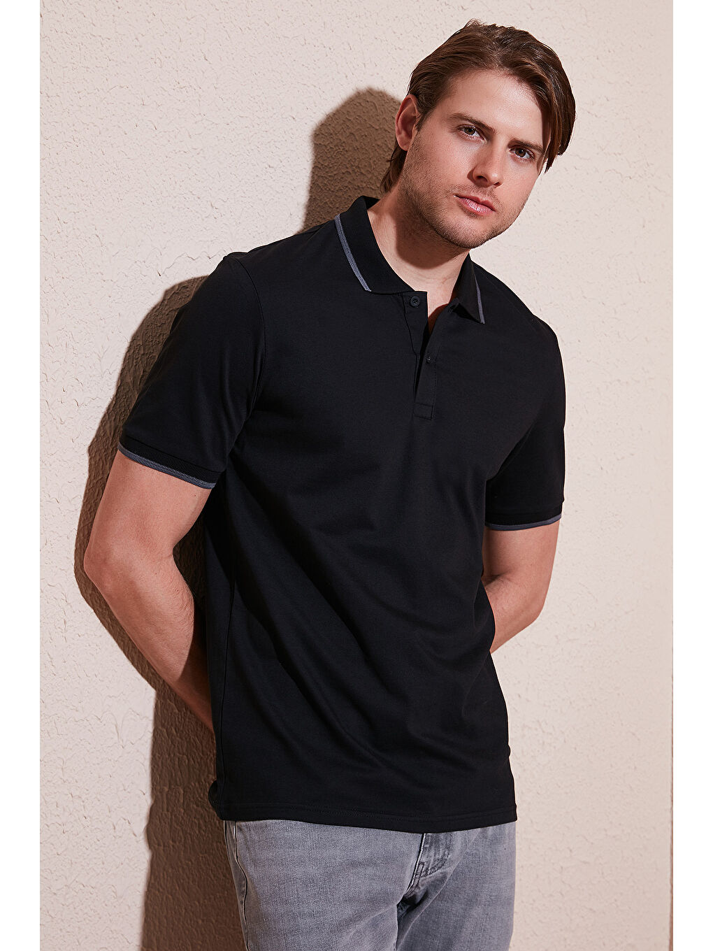 Siyah Pamuklu Regular Fit Polo Yaka Tişört 5902063