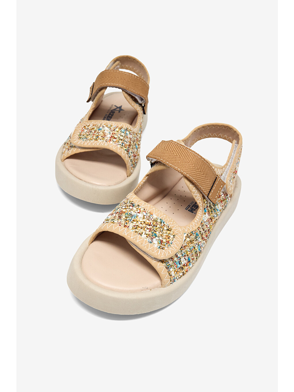 Çocuk Unisex Bej Çoçuk Cırtlı Sandalet