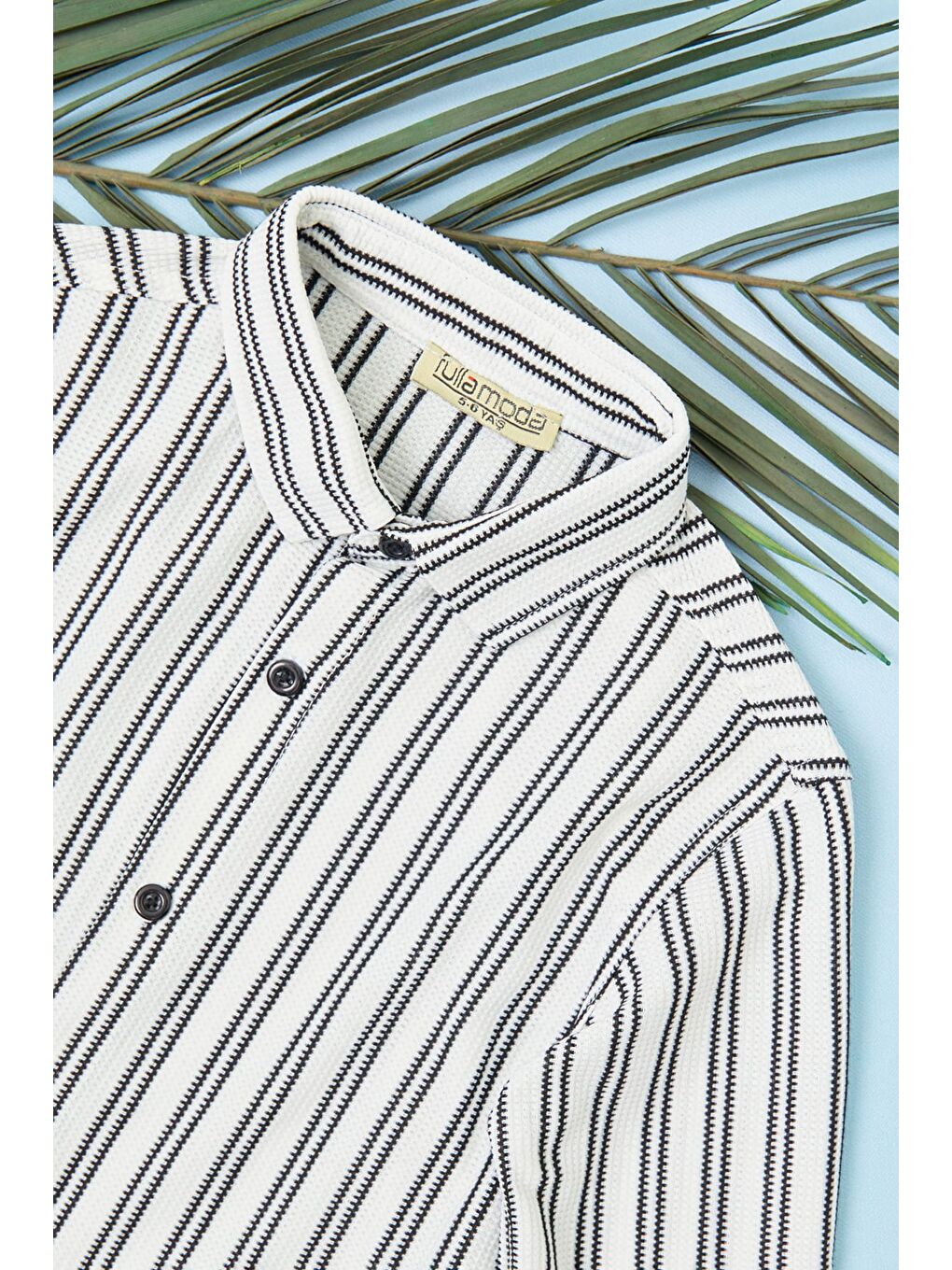 Siyah Çizgili Düğmeli Erkek Çocuk Gömlek-1