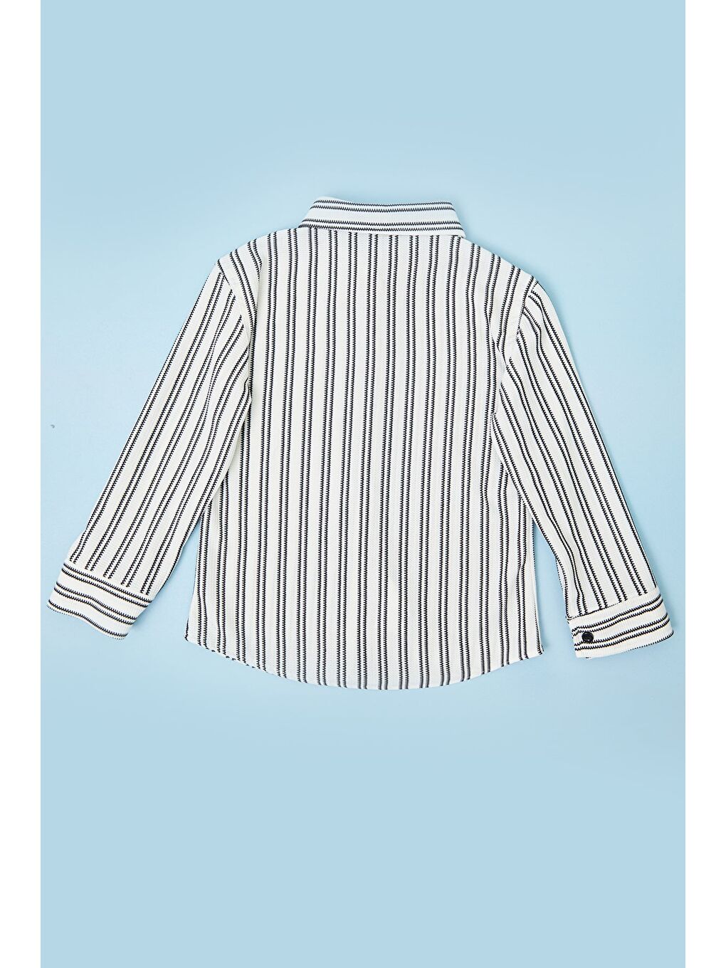 Siyah Çizgili Düğmeli Erkek Çocuk Gömlek-2