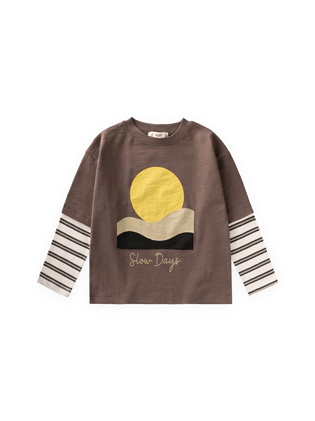 Bej Desenli T-shirt 2-10 Yaş Vizon