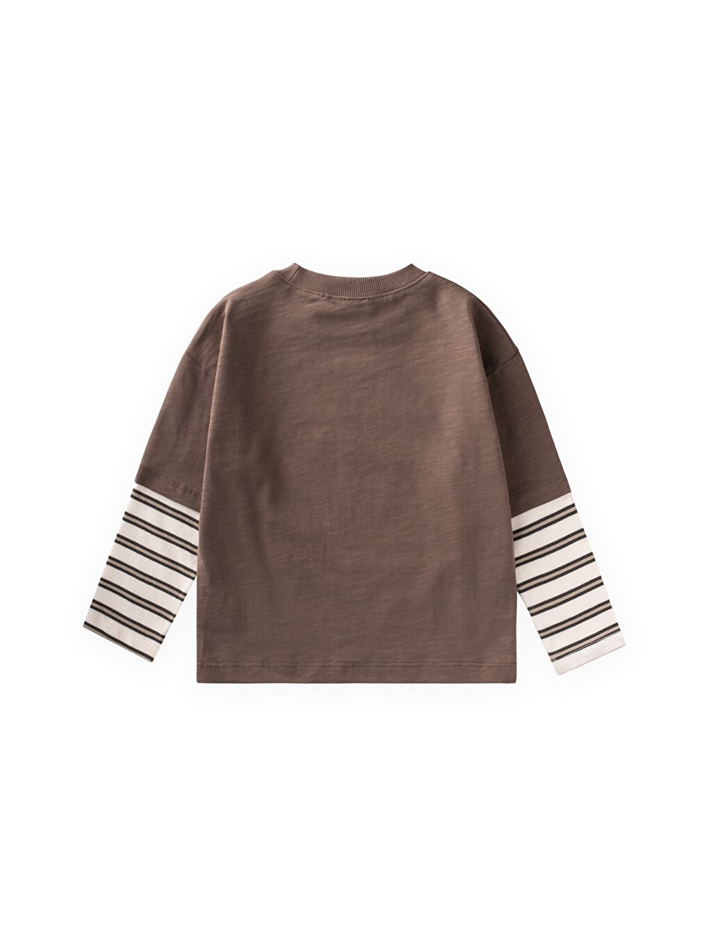 Bej Desenli T-shirt 2-10 Yaş Vizon-1