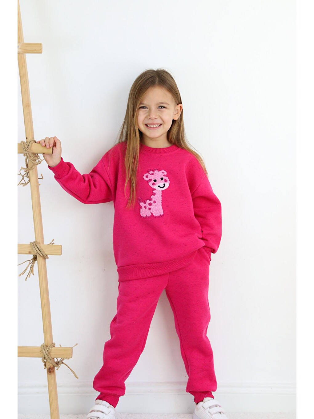 Pembe Kız-erkek (unisex) Çocuk İnterlok Kumaş Orta Kalınlıkta Nakışlı-baskılı Örme Basic Eşofman Takımı