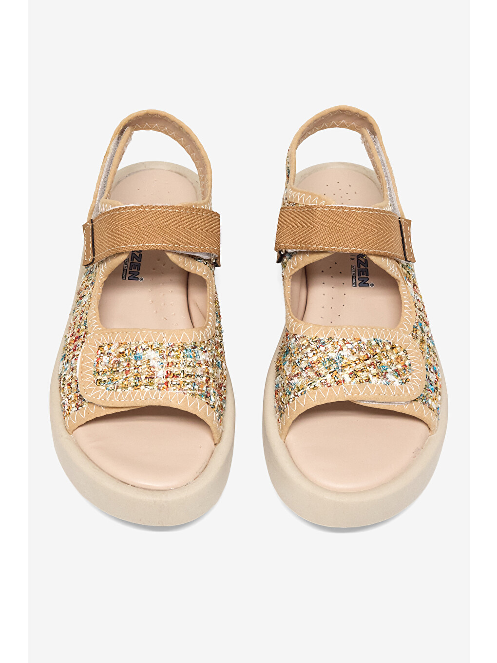 Çocuk Unisex Bej Çoçuk Cırtlı Sandalet-1
