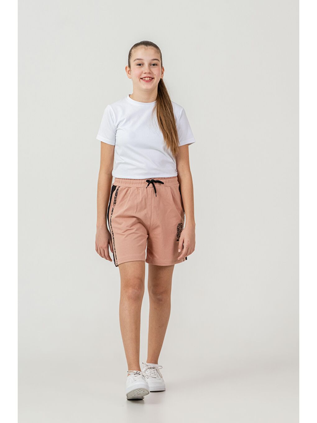 Pembe Girl Team Baskılı Yanlar Garnili Kız Çocuk Şort