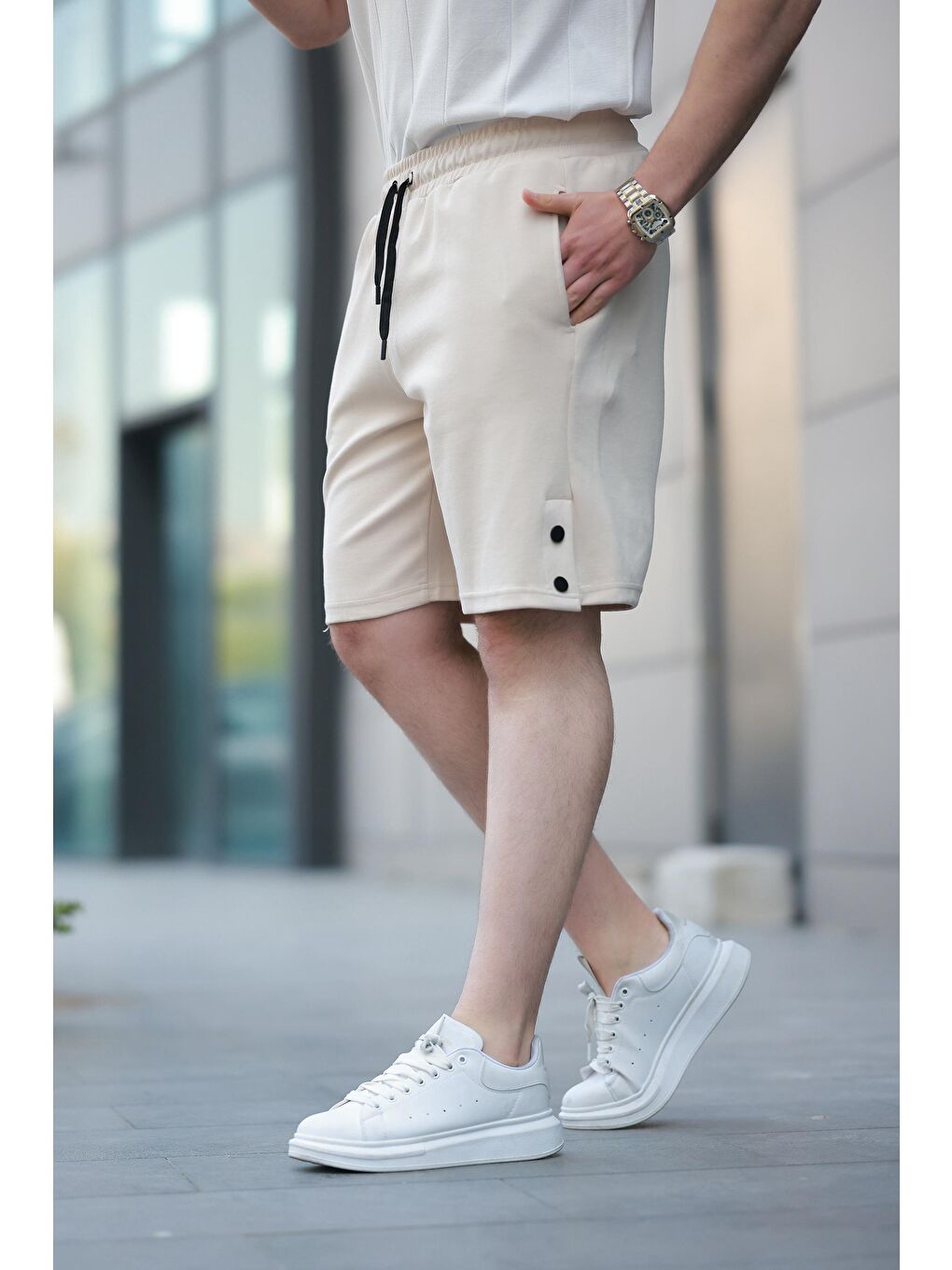 Bej Basic Erkek Şort E6567-1