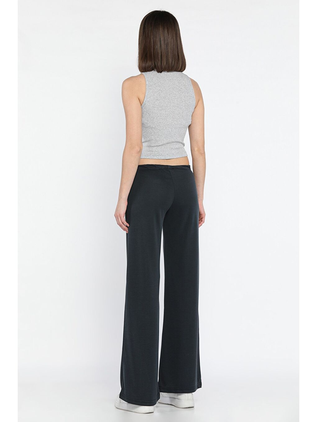 Gri Kadın Bel Lastikli Modal Kumaş Pantolon-2