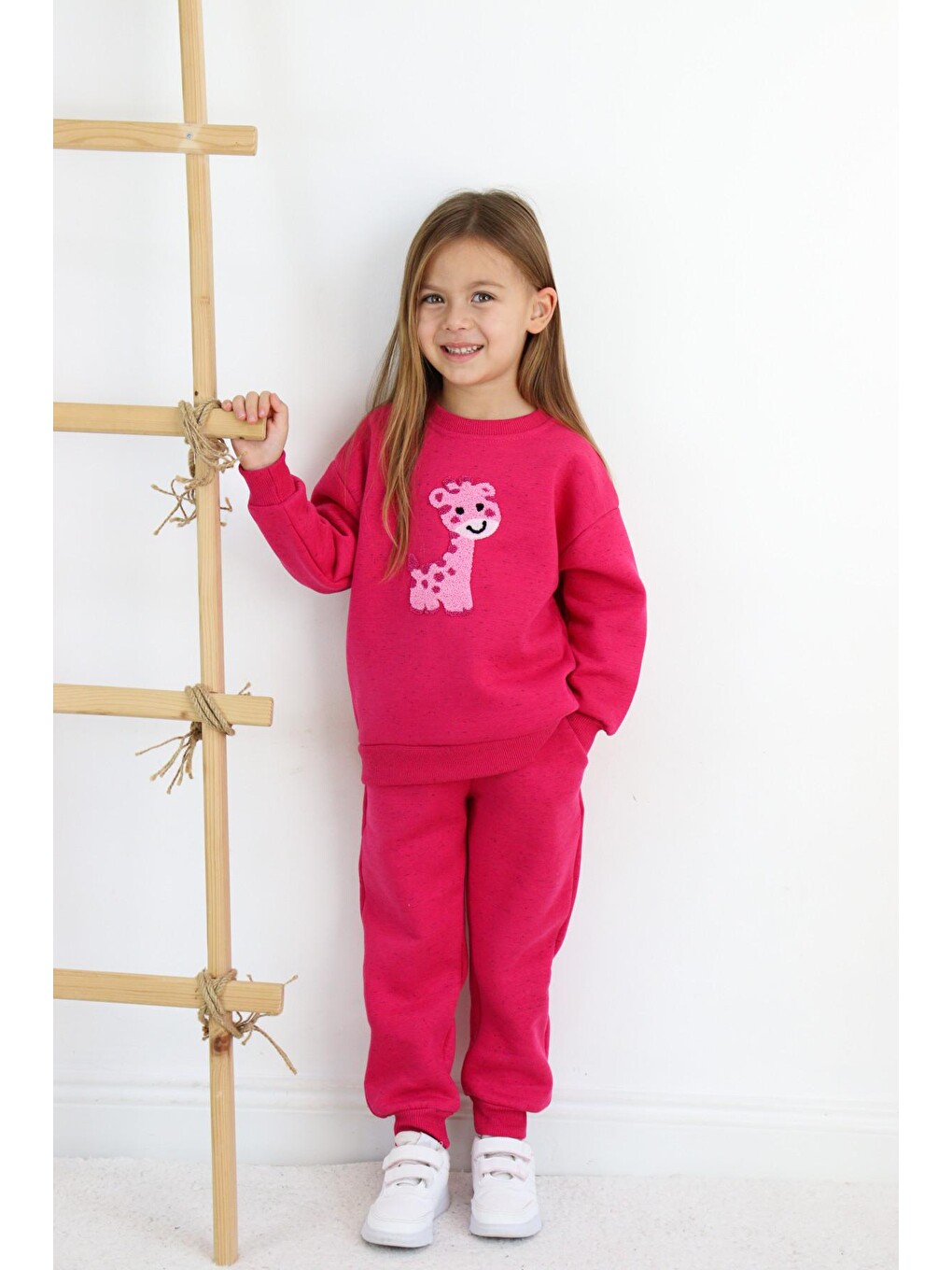 Pembe Kız-erkek (unisex) Çocuk İnterlok Kumaş Orta Kalınlıkta Nakışlı-baskılı Örme Basic Eşofman Takımı-1