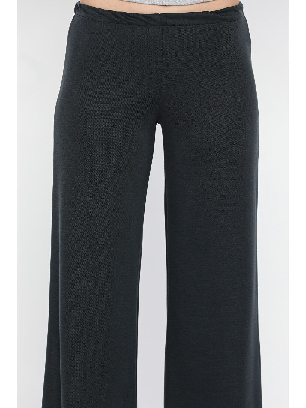 Gri Kadın Bel Lastikli Modal Kumaş Pantolon-3