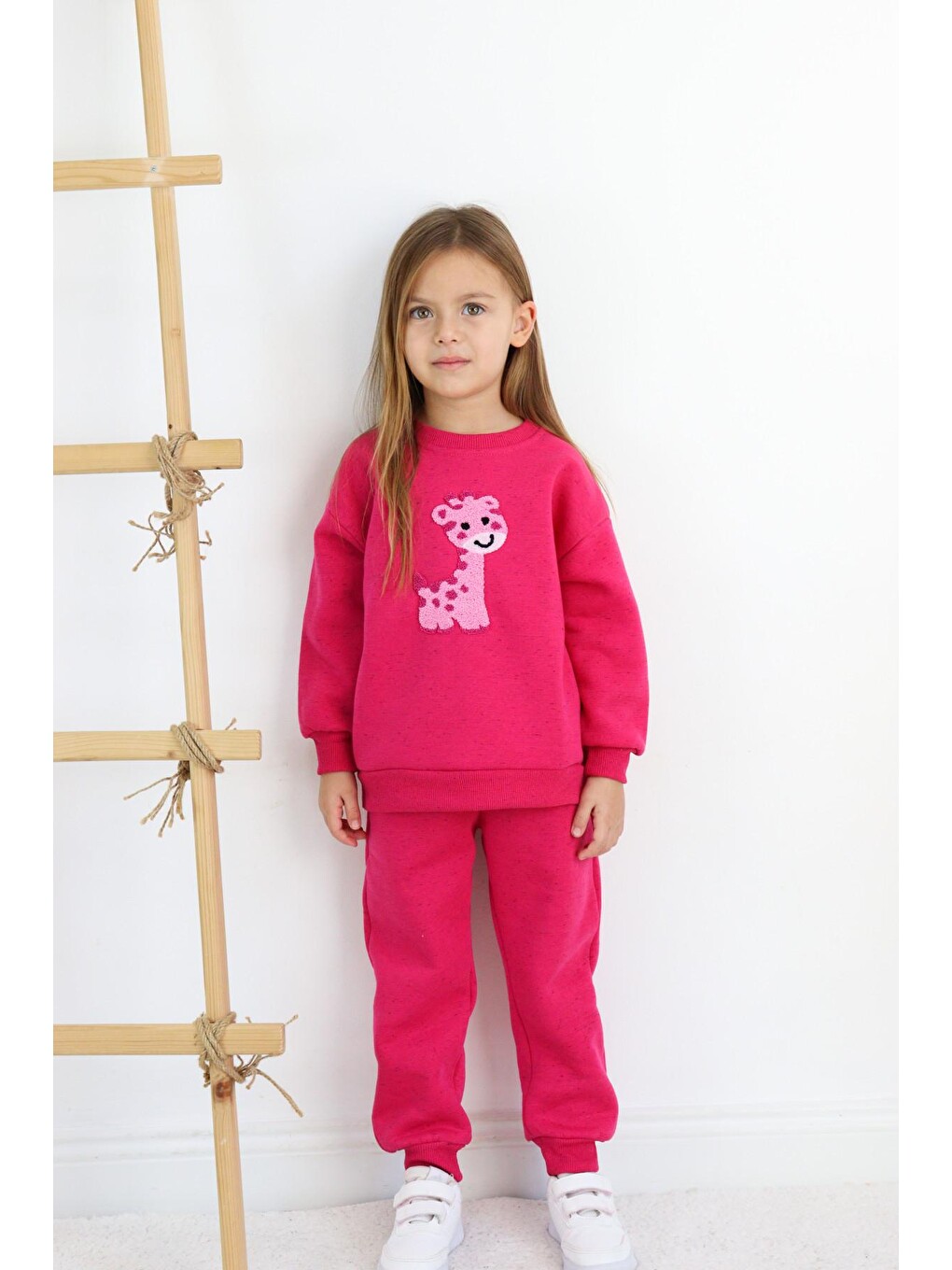 Pembe Kız-erkek (unisex) Çocuk İnterlok Kumaş Orta Kalınlıkta Nakışlı-baskılı Örme Basic Eşofman Takımı-2