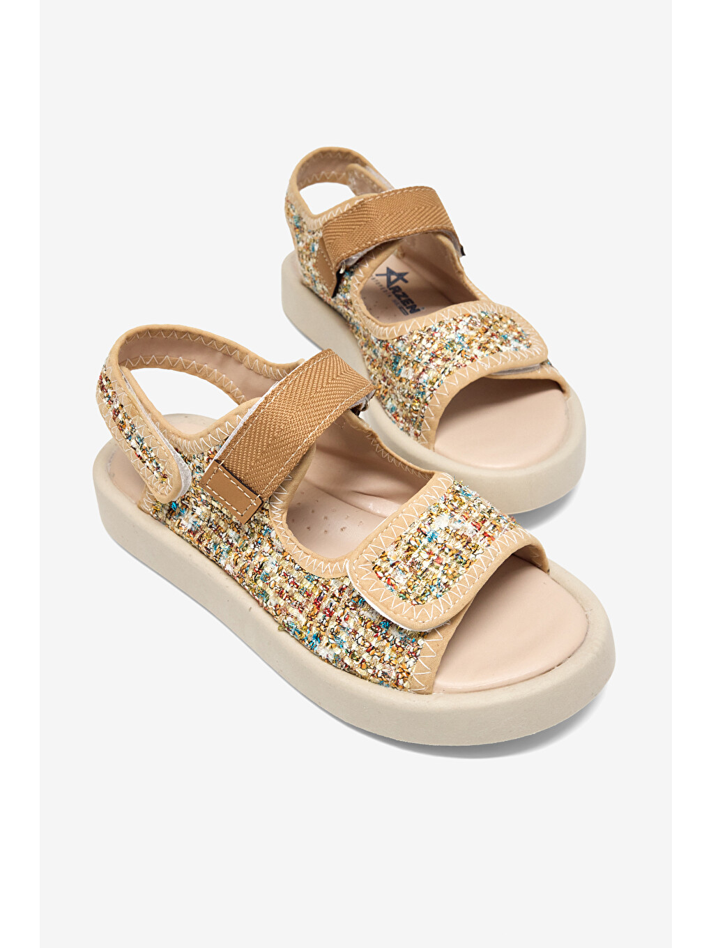 Çocuk Unisex Bej Çoçuk Cırtlı Sandalet-2