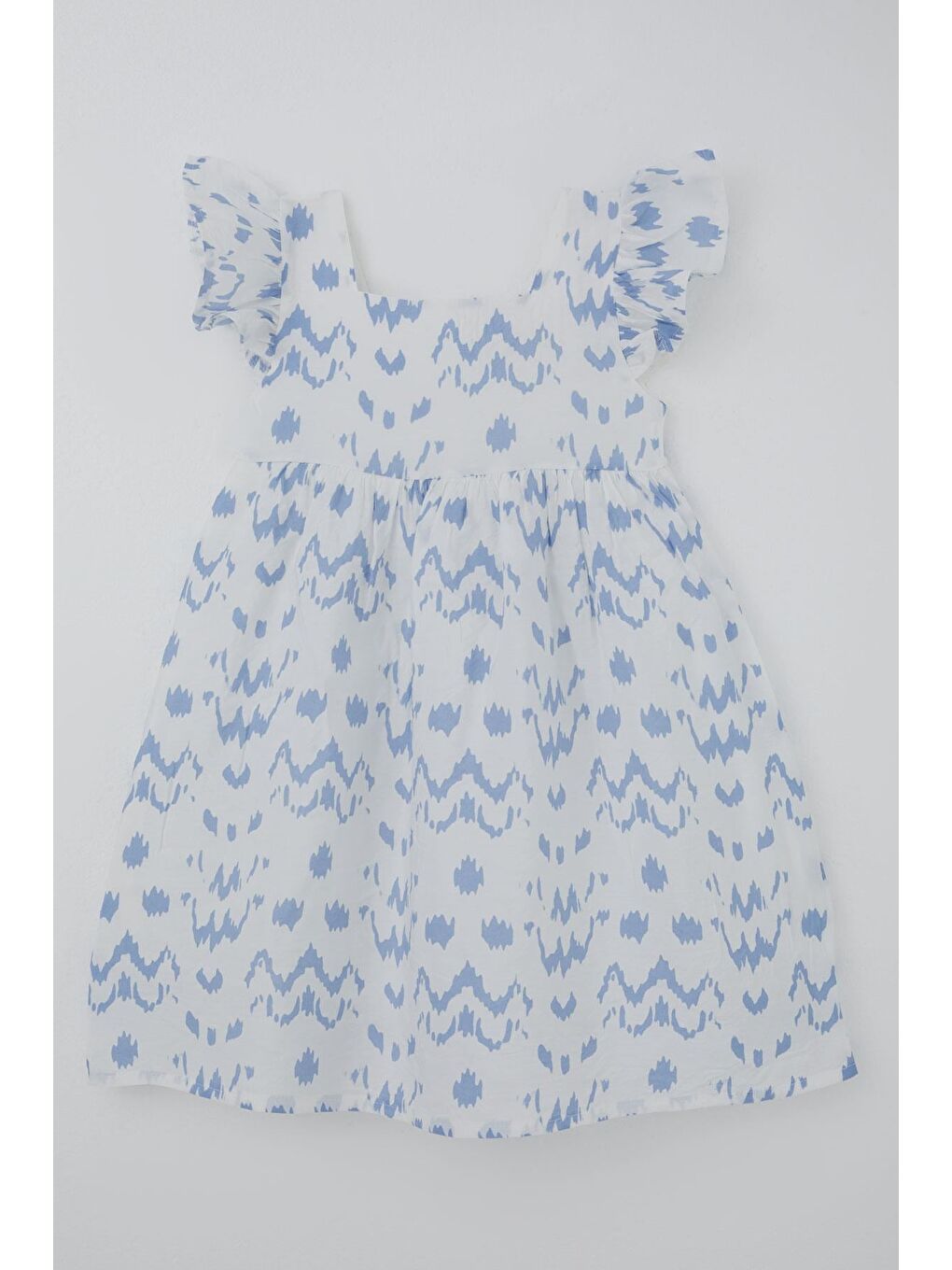 Kız Çocuk Elbise Desenli Arka Kısmı Fermuar Detaylı Beyaz (8-12 Yaş)