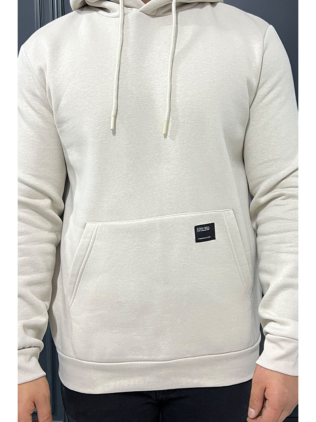 Mishar İtalia Bej Erkek Kapüşonlu Şardonlu Üç İplik Sweatshirt - 3