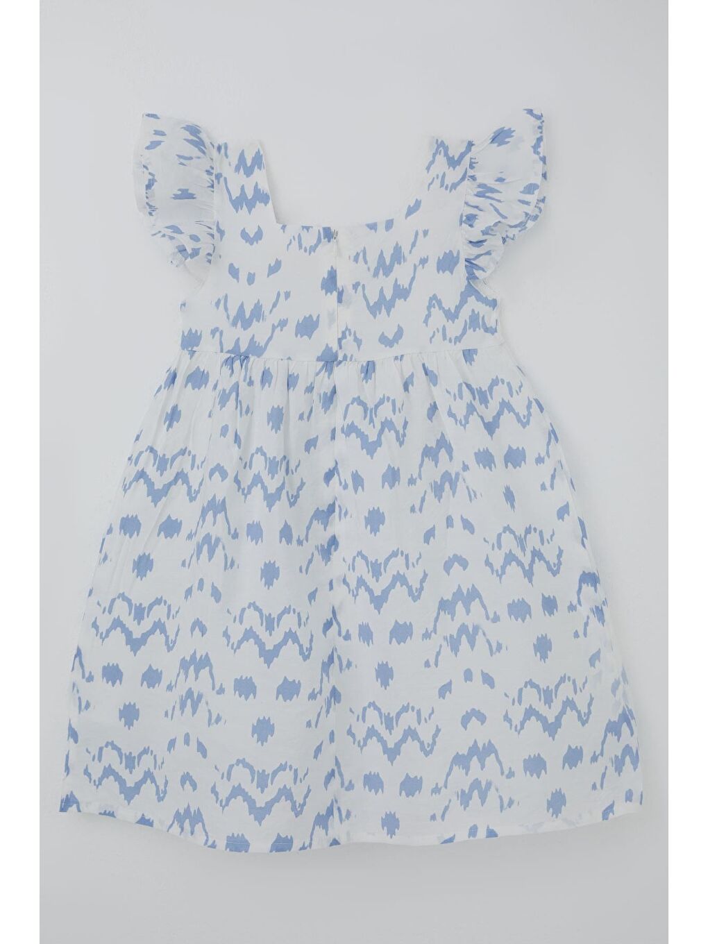 Kız Çocuk Elbise Desenli Arka Kısmı Fermuar Detaylı Beyaz (8-12 Yaş)-1