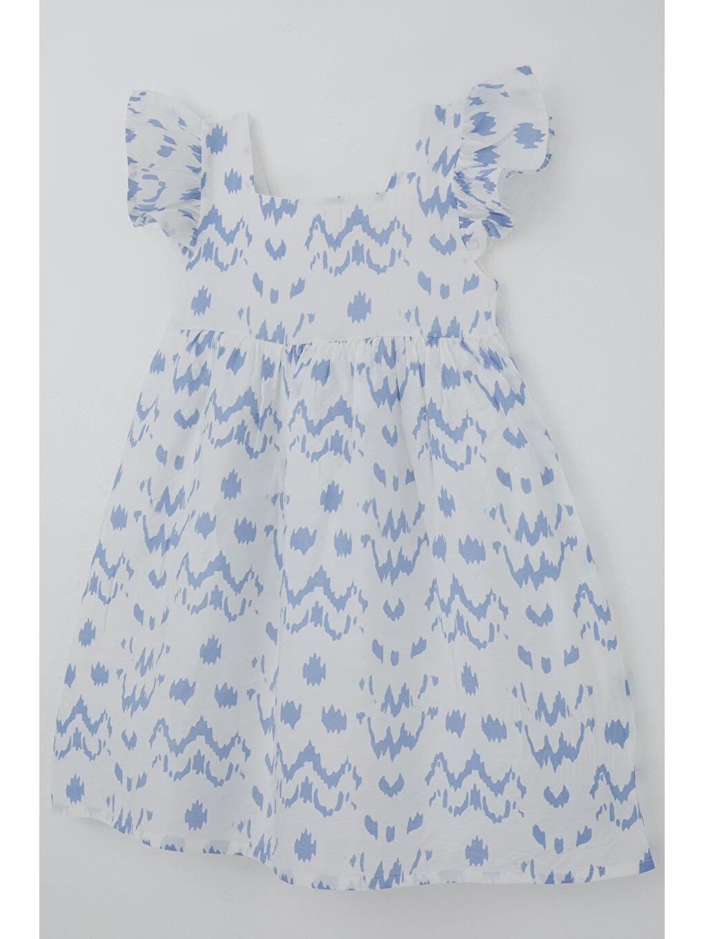 Kız Çocuk Elbise Desenli Arka Kısmı Fermuar Detaylı Beyaz (8-12 Yaş)-2