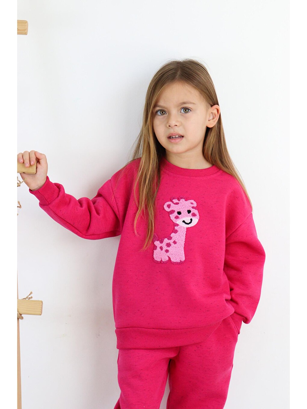 Pembe Kız-erkek (unisex) Çocuk İnterlok Kumaş Orta Kalınlıkta Nakışlı-baskılı Örme Basic Eşofman Takımı-4