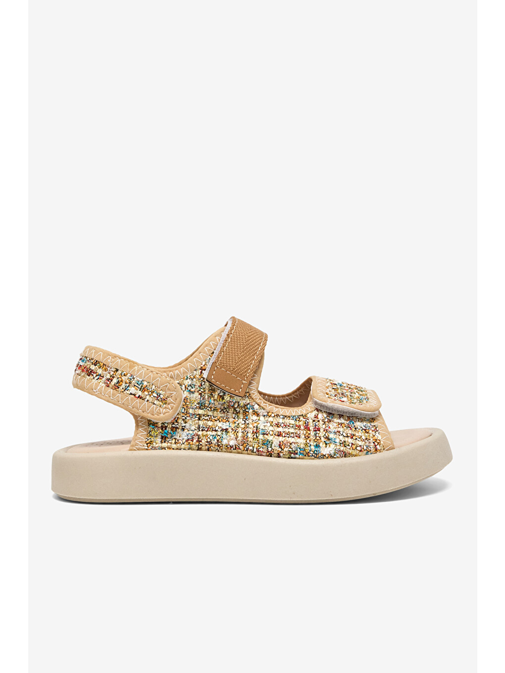 Çocuk Unisex Bej Çoçuk Cırtlı Sandalet-3