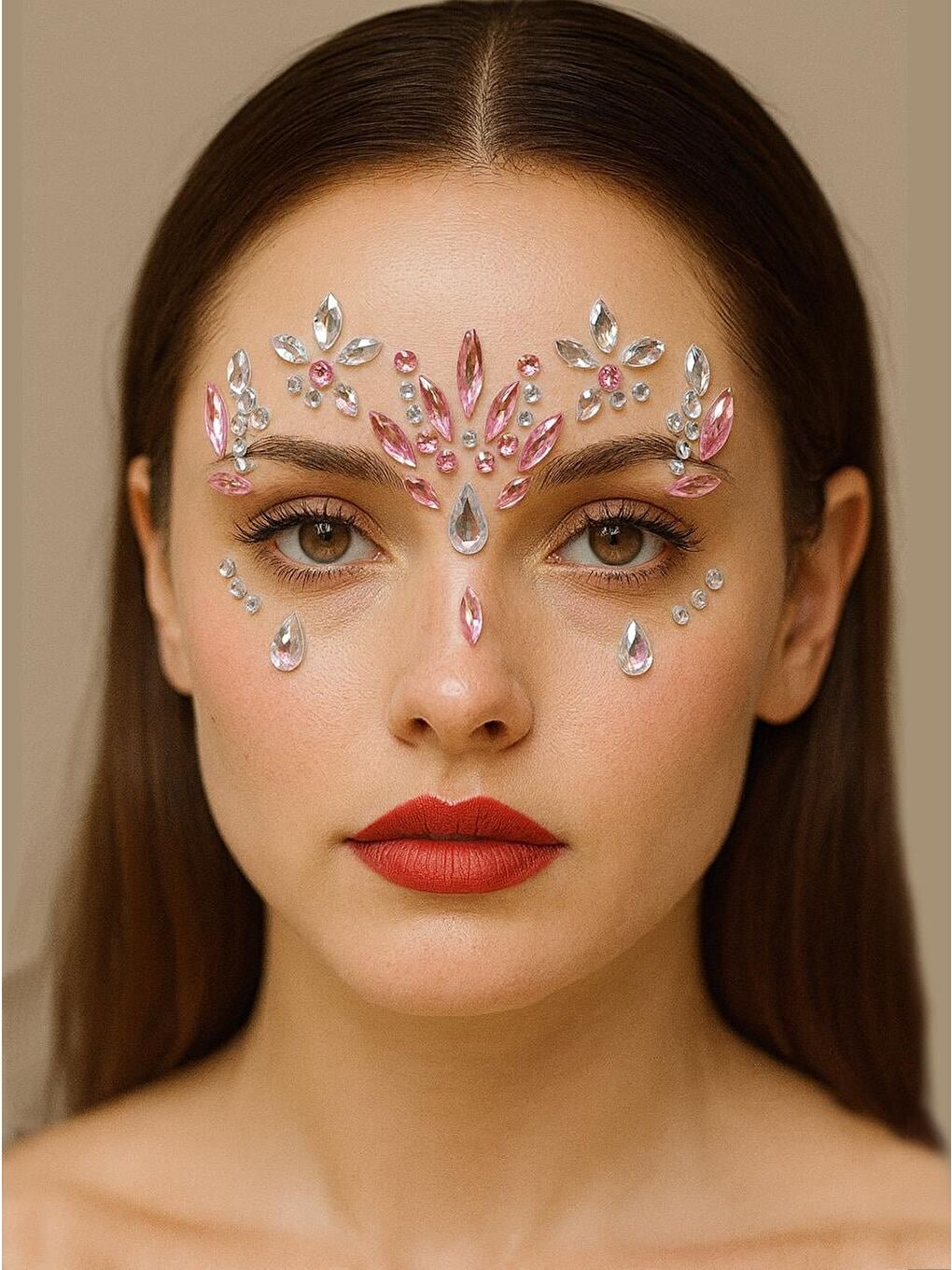 Kristal Göz Taşı Vücut Süsleme Taşı Yüz Süsleme Makyaj Taşı Pembe