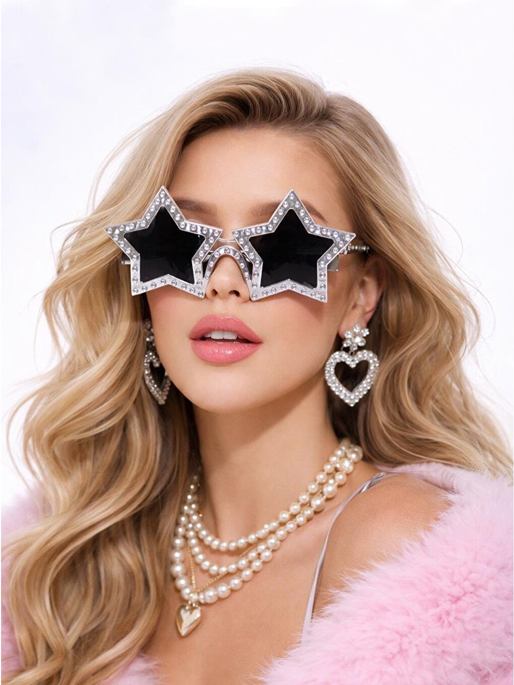 Gri Yıldız Gözlük Bekarlığa Veda Partisi Yılbaşı Parti Gözlüğü Gümüş