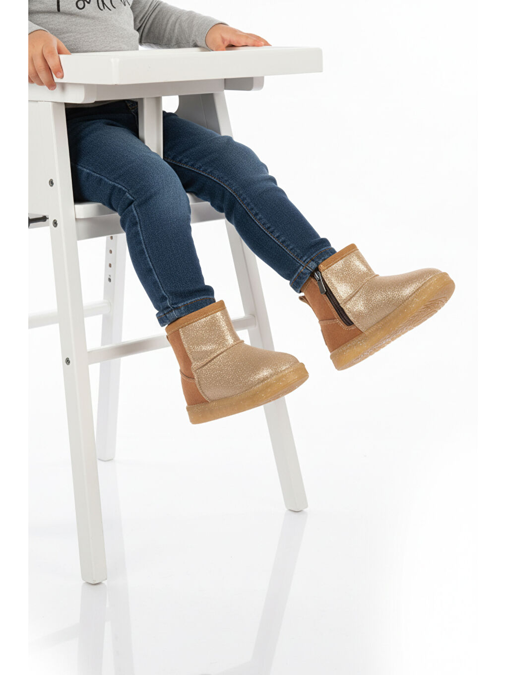 Kahverengi Taba Simli İçi Kürklü Fermuarlı Bebek Bot 1212 B-2