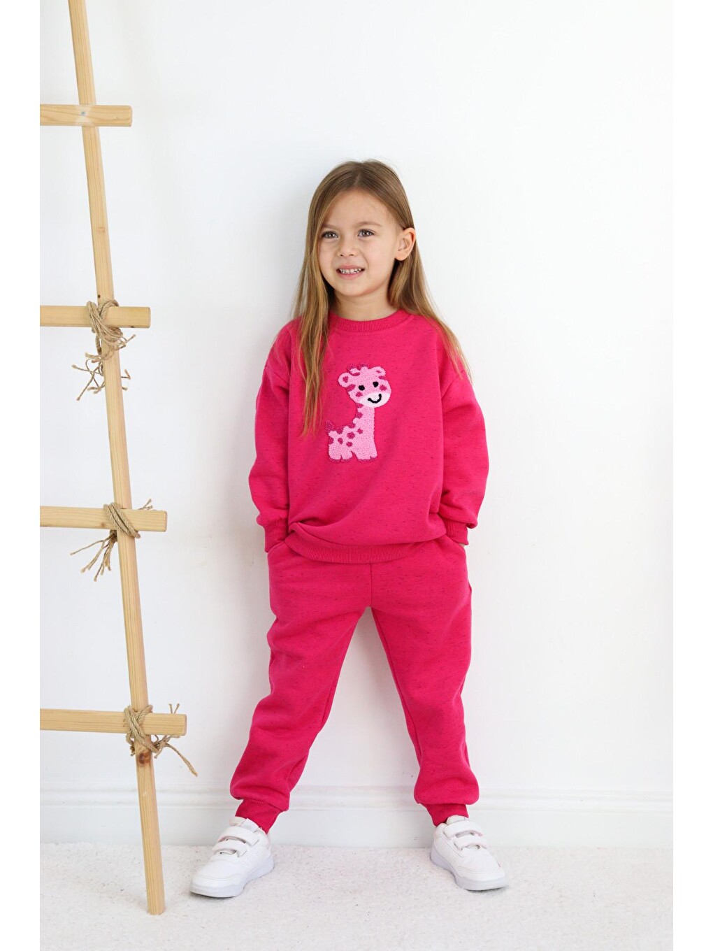 Pembe Kız-erkek (unisex) Çocuk İnterlok Kumaş Orta Kalınlıkta Nakışlı-baskılı Örme Basic Eşofman Takımı-6