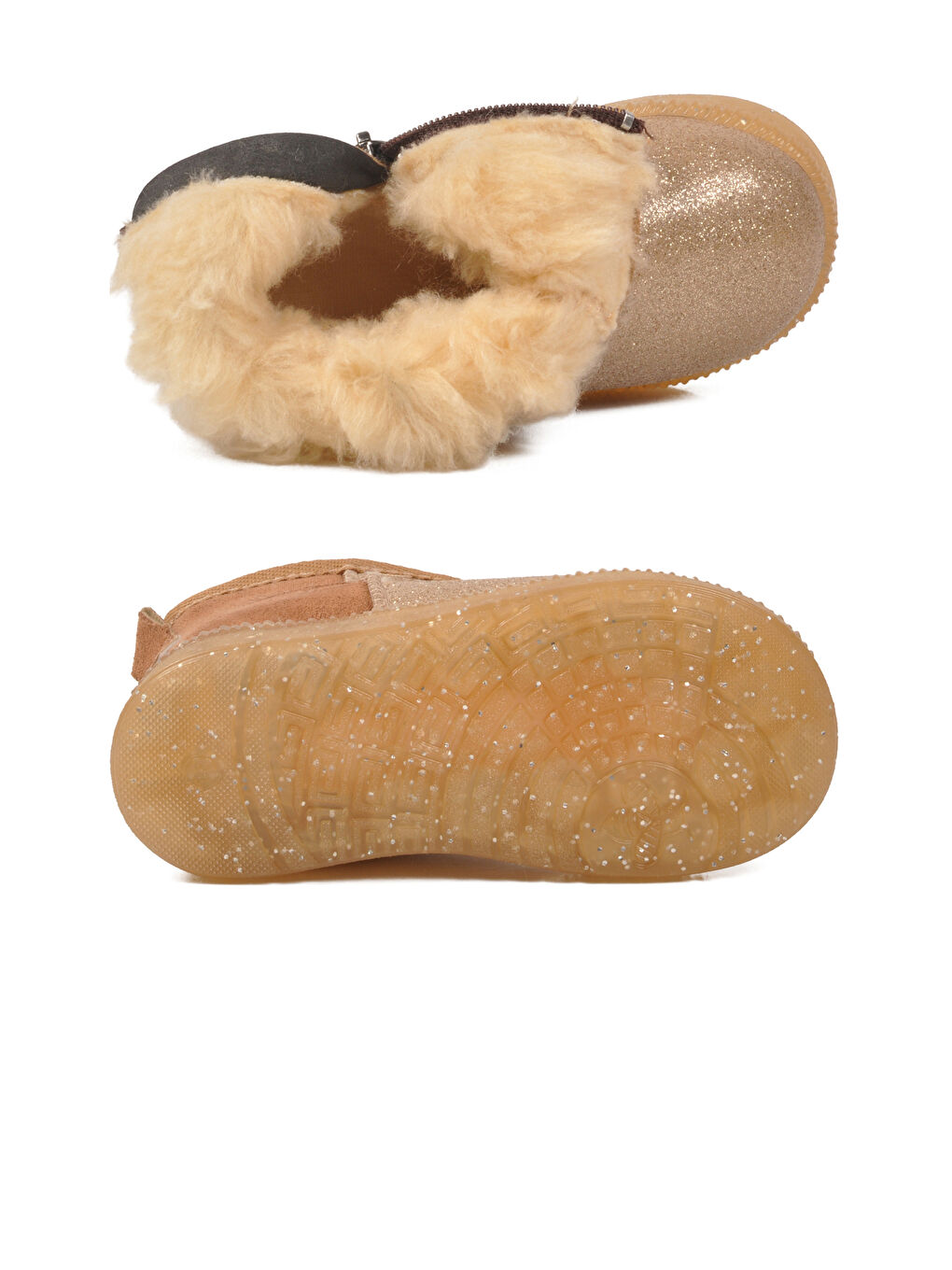 Kahverengi Taba Simli İçi Kürklü Fermuarlı Bebek Bot 1212 B-4