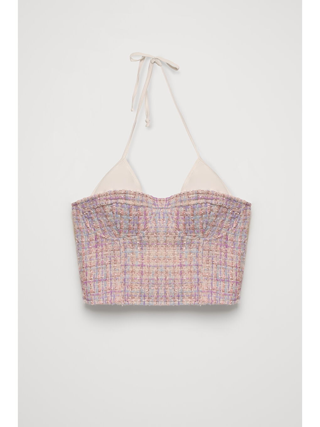 Bağlama Detaylı Tüvit Crop Bluz Lila-1